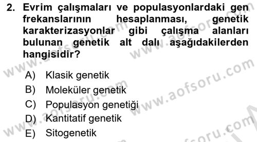 Temel Veteriner Genetik Dersi 2023 - 2024 Yılı Yaz Okulu Sınav Soruları 2. Soru