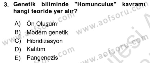 Temel Veteriner Genetik Dersi Ara Sınavı Deneme Sınav Soruları 3. Soru