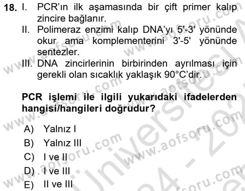 Temel Veteriner Genetik Dersi 2024 - 2025 Yılı (Final) Dönem Sonu Sınav Soruları 18. Soru