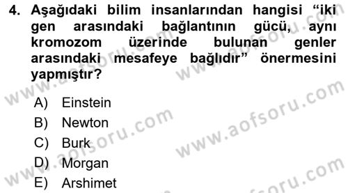Temel Veteriner Genetik Dersi 2024 - 2025 Yılı (Final) Dönem Sonu Sınav Soruları 4. Soru