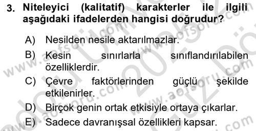 Temel Veteriner Genetik Dersi 2025 - 2026 Yılı (Vize) Ara Sınav Soruları 3. Soru