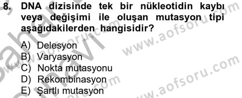 Temel Veteriner Mikrobiyoloji ve İmmünoloji Dersi 2012 - 2013 Yılı (Vize) Ara Sınav Soruları 8. Soru