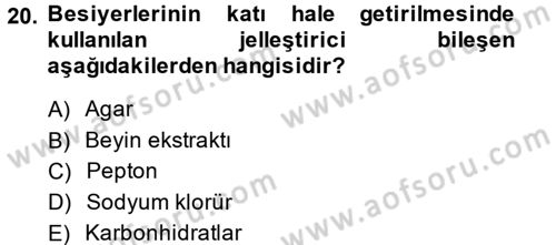 Temel Veteriner Mikrobiyoloji ve İmmünoloji Dersi 2013 - 2014 Yılı (Vize) Ara Sınav Soruları 20. Soru