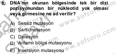 Temel Veteriner Mikrobiyoloji ve İmmünoloji Dersi 2013 - 2014 Yılı (Vize) Ara Sınav Soruları 8. Soru