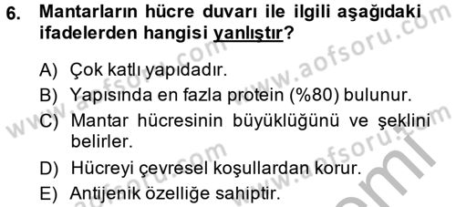 Temel Veteriner Mikrobiyoloji ve İmmünoloji Dersi 2013 - 2014 Yılı (Final) Dönem Sonu Sınav Soruları 6. Soru