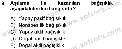 Temel Veteriner Mikrobiyoloji ve İmmünoloji Dersi 2013 - 2014 Yılı (Final) Dönem Sonu Sınav Soruları 9. Soru