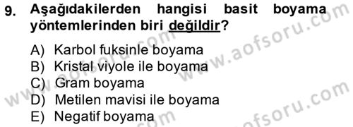 Temel Veteriner Mikrobiyoloji ve İmmünoloji Dersi 2013 - 2014 Yılı Tek Ders Sınav Soruları 9. Soru