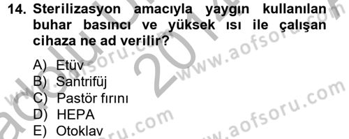Temel Veteriner Mikrobiyoloji ve İmmünoloji Dersi 2014 - 2015 Yılı (Vize) Ara Sınav Soruları 14. Soru