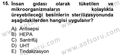Temel Veteriner Mikrobiyoloji ve İmmünoloji Dersi 2014 - 2015 Yılı (Vize) Ara Sınav Soruları 15. Soru