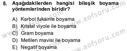 Temel Veteriner Mikrobiyoloji ve İmmünoloji Dersi 2014 - 2015 Yılı (Final) Dönem Sonu Sınav Soruları 5. Soru