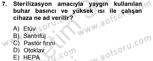 Temel Veteriner Mikrobiyoloji ve İmmünoloji Dersi 2014 - 2015 Yılı Tek Ders Sınavı 7. Soru