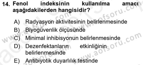 Temel Veteriner Mikrobiyoloji ve İmmünoloji Dersi 2015 - 2016 Yılı (Vize) Ara Sınav Soruları 14. Soru