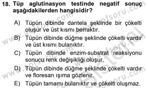 Temel Veteriner Mikrobiyoloji ve İmmünoloji Dersi 2015 - 2016 Yılı (Final) Dönem Sonu Sınav Soruları 18. Soru