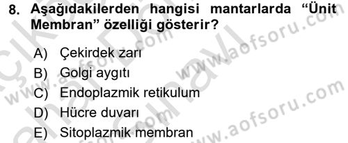 Temel Veteriner Mikrobiyoloji ve İmmünoloji Dersi 2015 - 2016 Yılı (Final) Dönem Sonu Sınav Soruları 8. Soru