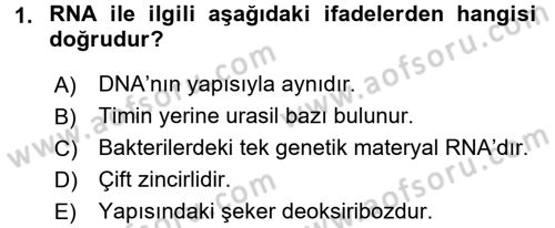 Temel Veteriner Mikrobiyoloji ve İmmünoloji Dersi 2016 - 2017 Yılı (Vize) Ara Sınavı 1. Soru