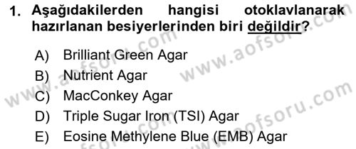 Temel Veteriner Mikrobiyoloji ve İmmünoloji Dersi 2017 - 2018 Yılı 3 Ders Sınav Soruları 1. Soru