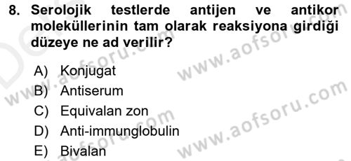 Temel Veteriner Mikrobiyoloji ve İmmünoloji Dersi 2017 - 2018 Yılı 3 Ders Sınav Soruları 8. Soru