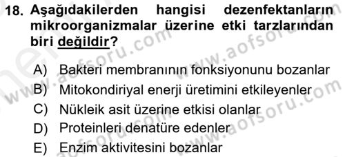 Temel Veteriner Mikrobiyoloji ve İmmünoloji Dersi 2017 - 2018 Yılı (Vize) Ara Sınav Soruları 18. Soru