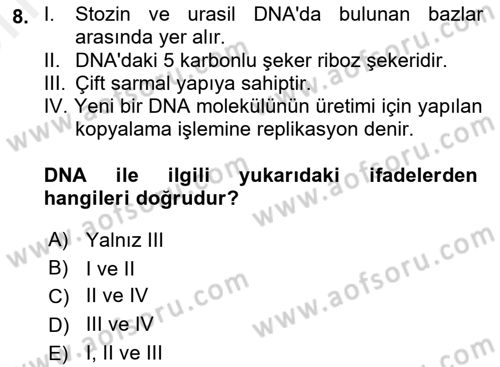 Temel Veteriner Mikrobiyoloji ve İmmünoloji Dersi 2017 - 2018 Yılı (Vize) Ara Sınav Soruları 8. Soru