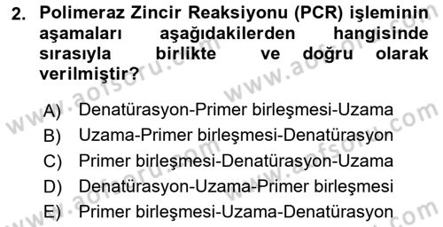 Temel Veteriner Mikrobiyoloji ve İmmünoloji Dersi 2018 - 2019 Yılı 3 Ders Sınav Soruları 2. Soru
