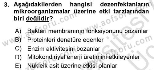 Temel Veteriner Mikrobiyoloji ve İmmünoloji Dersi 2018 - 2019 Yılı 3 Ders Sınav Soruları 3. Soru