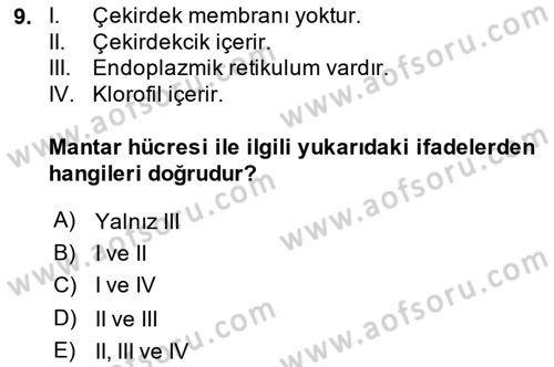 Temel Veteriner Mikrobiyoloji ve İmmünoloji Dersi 2018 - 2019 Yılı 3 Ders Sınav Soruları 9. Soru