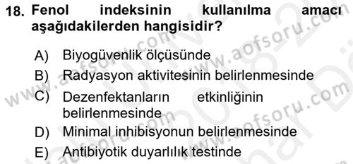 Temel Veteriner Mikrobiyoloji ve İmmünoloji Dersi 2018 - 2019 Yılı (Vize) Ara Sınav Soruları 18. Soru