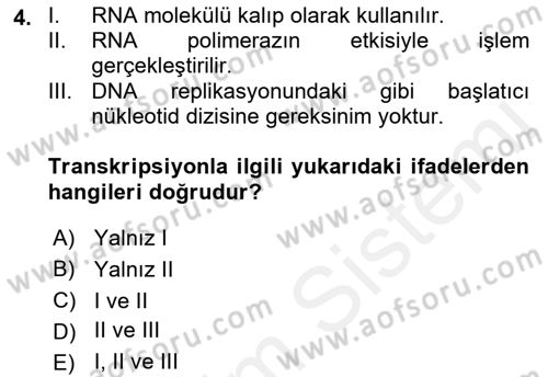 Temel Veteriner Mikrobiyoloji ve İmmünoloji Dersi 2018 - 2019 Yılı (Vize) Ara Sınav Soruları 4. Soru