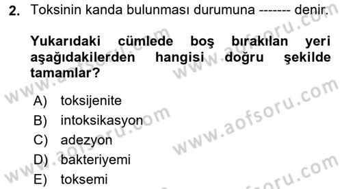 Temel Veteriner Mikrobiyoloji ve İmmünoloji Dersi 2018 - 2019 Yılı (Final) Dönem Sonu Sınav Soruları 2. Soru