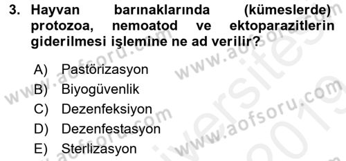 Temel Veteriner Mikrobiyoloji ve İmmünoloji Dersi 2018 - 2019 Yılı (Final) Dönem Sonu Sınav Soruları 3. Soru