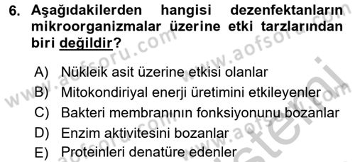 Temel Veteriner Mikrobiyoloji ve İmmünoloji Dersi 2018 - 2019 Yılı Yaz Okulu Sınav Soruları 6. Soru