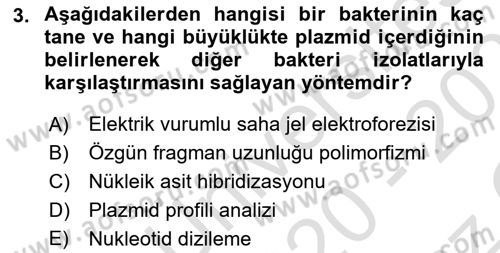 Temel Veteriner Mikrobiyoloji ve İmmünoloji Dersi 2020 - 2021 Yılı Yaz Okulu Sınav Soruları 3. Soru