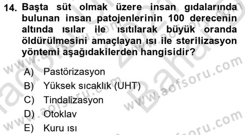 Temel Veteriner Mikrobiyoloji ve İmmünoloji Dersi 2021 - 2022 Yılı (Vize) Ara Sınav Soruları 14. Soru