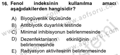 Temel Veteriner Mikrobiyoloji ve İmmünoloji Dersi 2021 - 2022 Yılı (Vize) Ara Sınav Soruları 16. Soru