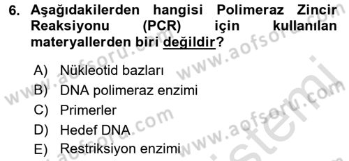 Temel Veteriner Mikrobiyoloji ve İmmünoloji Dersi 2021 - 2022 Yılı (Vize) Ara Sınav Soruları 6. Soru