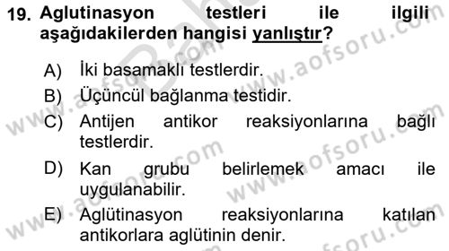 Temel Veteriner Mikrobiyoloji ve İmmünoloji Dersi 2021 - 2022 Yılı (Final) Dönem Sonu Sınav Soruları 19. Soru