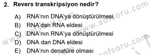 Temel Veteriner Mikrobiyoloji ve İmmünoloji Dersi 2021 - 2022 Yılı (Final) Dönem Sonu Sınav Soruları 2. Soru