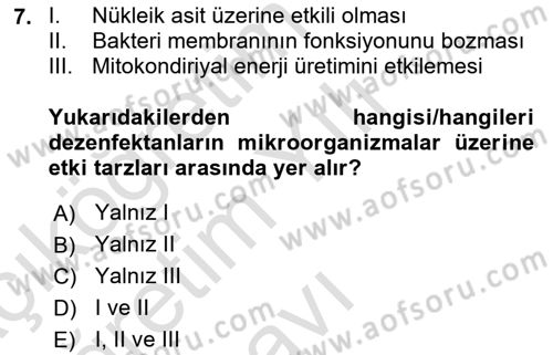Temel Veteriner Mikrobiyoloji ve İmmünoloji Dersi 2021 - 2022 Yılı Yaz Okulu Sınav Soruları 7. Soru