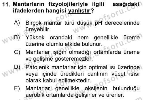 Temel Veteriner Mikrobiyoloji ve İmmünoloji Dersi 2022 - 2023 Yılı Yaz Okulu Sınav Soruları 11. Soru