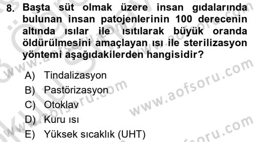 Temel Veteriner Mikrobiyoloji ve İmmünoloji Dersi 2022 - 2023 Yılı Yaz Okulu Sınavı 8. Soru