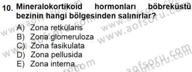 Temel Veteriner Fizyoloji Dersi 2012 - 2013 Yılı (Final) Dönem Sonu Sınav Soruları 10. Soru