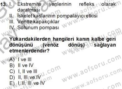 Temel Veteriner Fizyoloji Dersi 2014 - 2015 Yılı (Vize) Ara Sınav Soruları 13. Soru