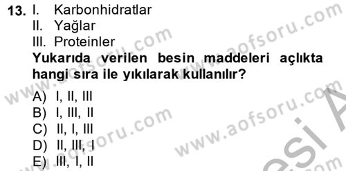 Temel Veteriner Fizyoloji Dersi 2014 - 2015 Yılı (Final) Dönem Sonu Sınav Soruları 13. Soru