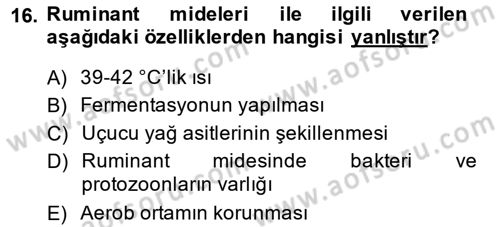 Temel Veteriner Fizyoloji Dersi 2014 - 2015 Yılı (Final) Dönem Sonu Sınav Soruları 16. Soru