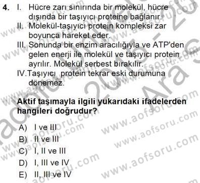 Temel Veteriner Fizyoloji Dersi 2015 - 2016 Yılı (Vize) Ara Sınav Soruları 4. Soru