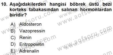 Temel Veteriner Fizyoloji Dersi 2015 - 2016 Yılı (Final) Dönem Sonu Sınav Soruları 10. Soru