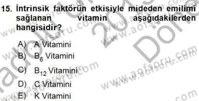 Temel Veteriner Fizyoloji Dersi 2015 - 2016 Yılı (Final) Dönem Sonu Sınav Soruları 15. Soru