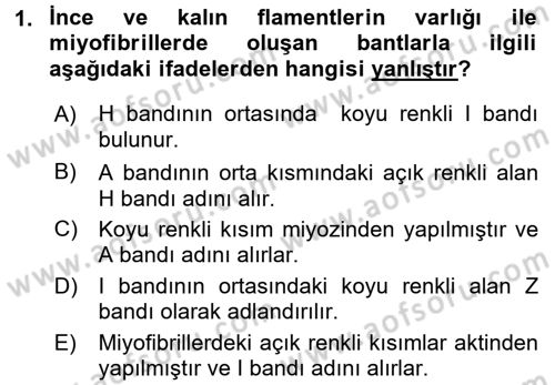 Temel Veteriner Fizyoloji Dersi 2015 - 2016 Yılı Tek Ders Sınav Soruları 1. Soru