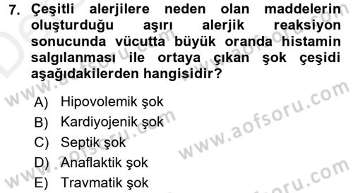 Temel Veteriner Fizyoloji Dersi 2017 - 2018 Yılı 3 Ders Sınav Soruları 7. Soru