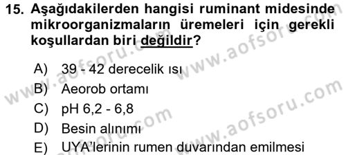 Temel Veteriner Fizyoloji Dersi 2017 - 2018 Yılı (Final) Dönem Sonu Sınavı 15. Soru